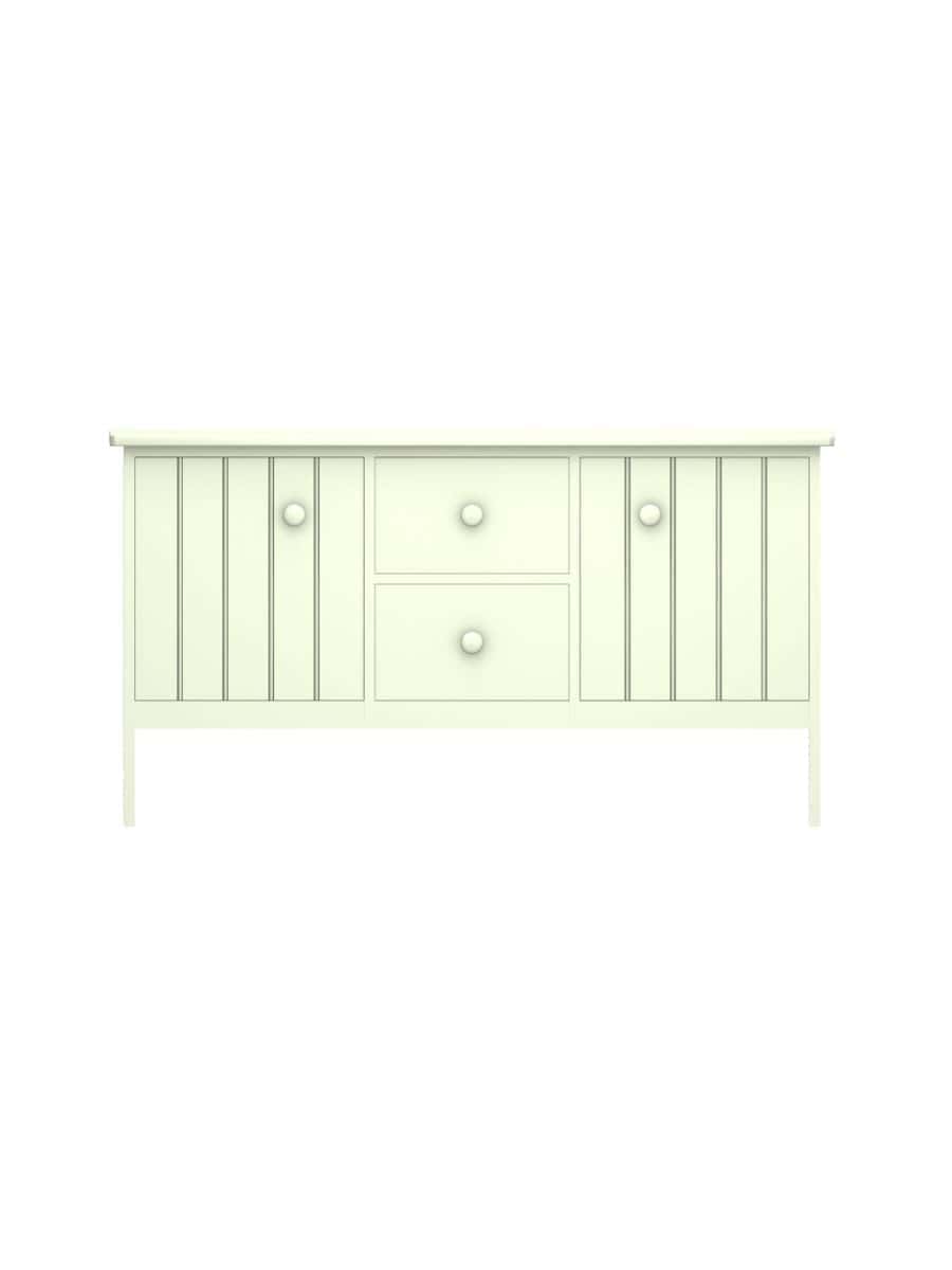 images Sebago TV Cabinet with 2 Drawers, Straight Apron, Wood Doors, Ivory