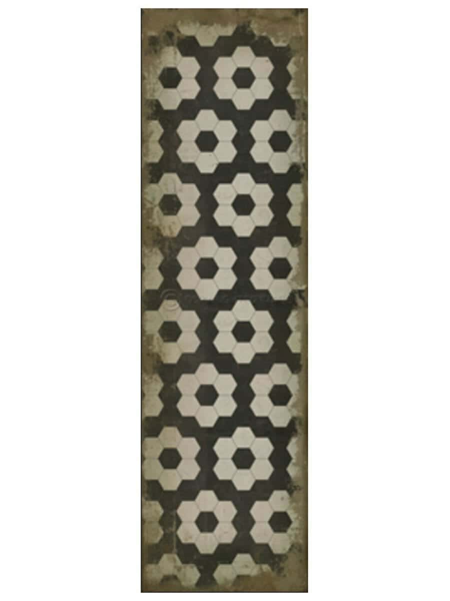 images Spicher Vinyl Floor Cloths, Black Aline Vinyl Floor Cloth, 36 x 126 Runner