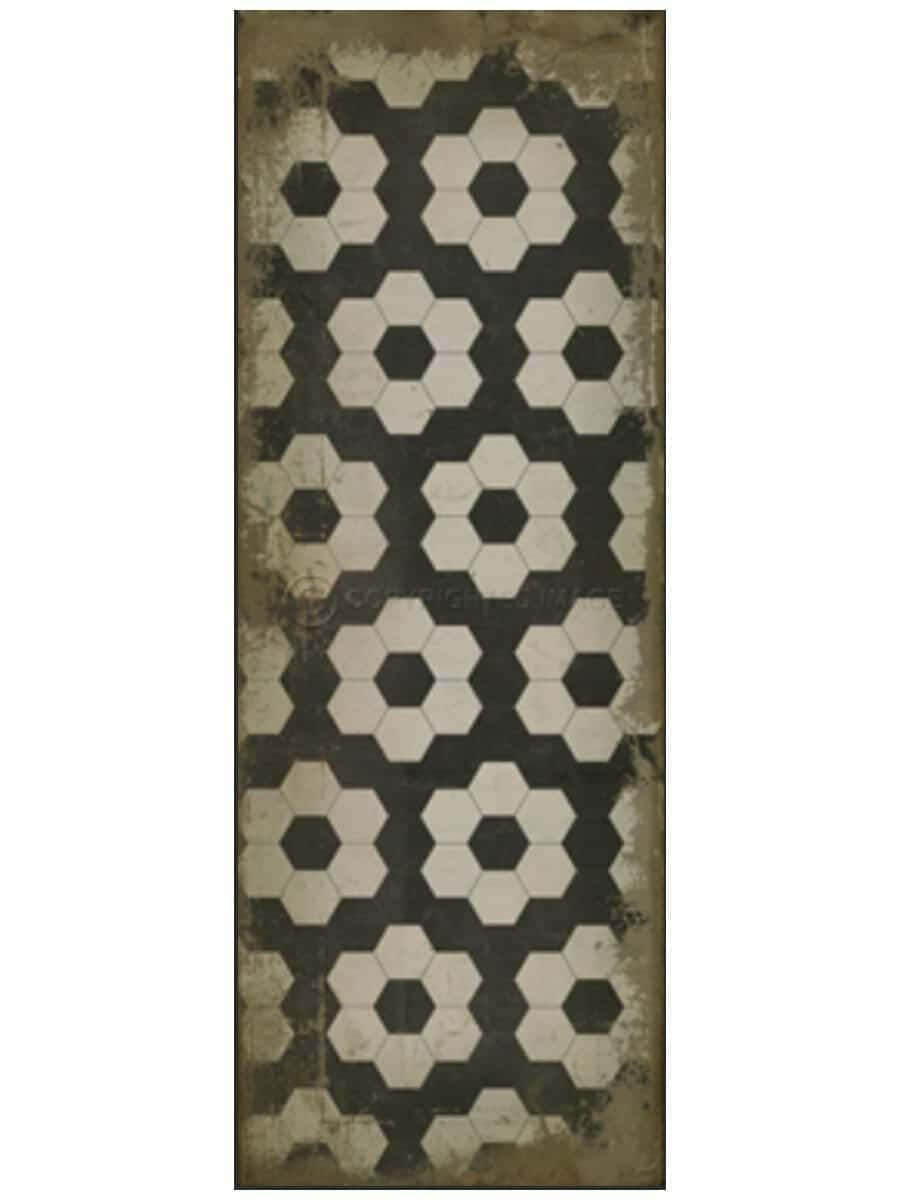 images Spicher Vinyl Floor Cloths, Black Aline Vinyl Floor Cloth, 36 x 99 Runner