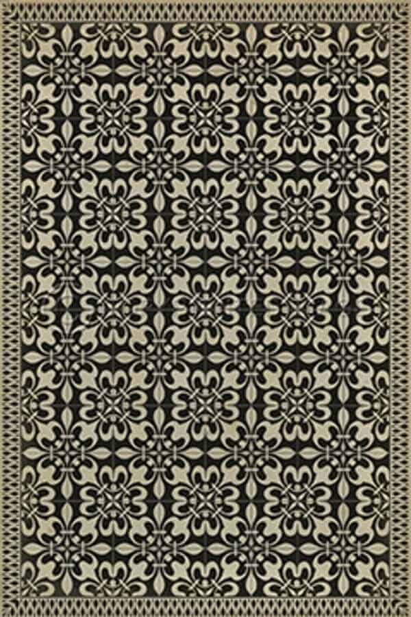 images Black Atrium with Natural Border Vinyl Floor Cloth, 52 x 76, 70 x 102