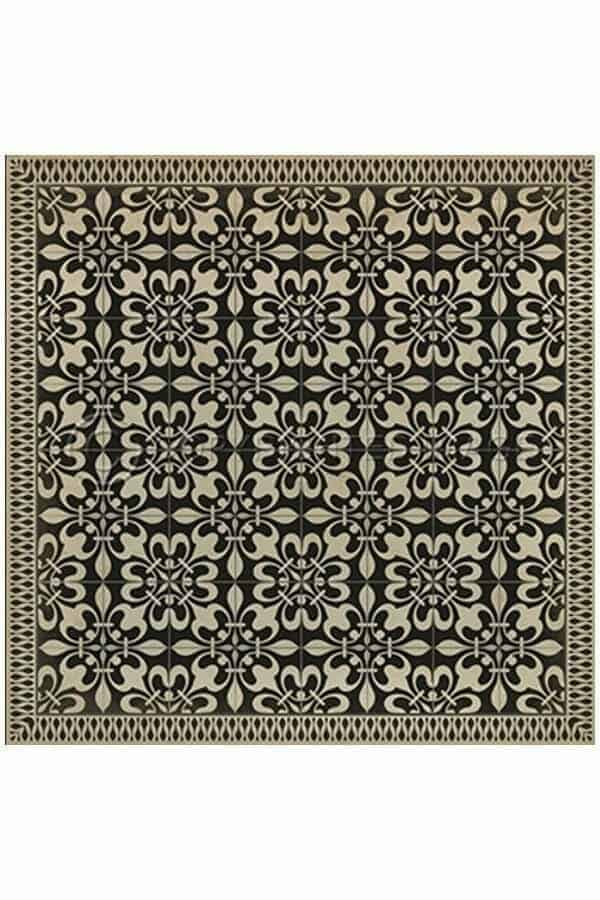 images Black Atrium Natural Border Vinyl Floor Cloth, 60 x 60, 72 x 72 Square