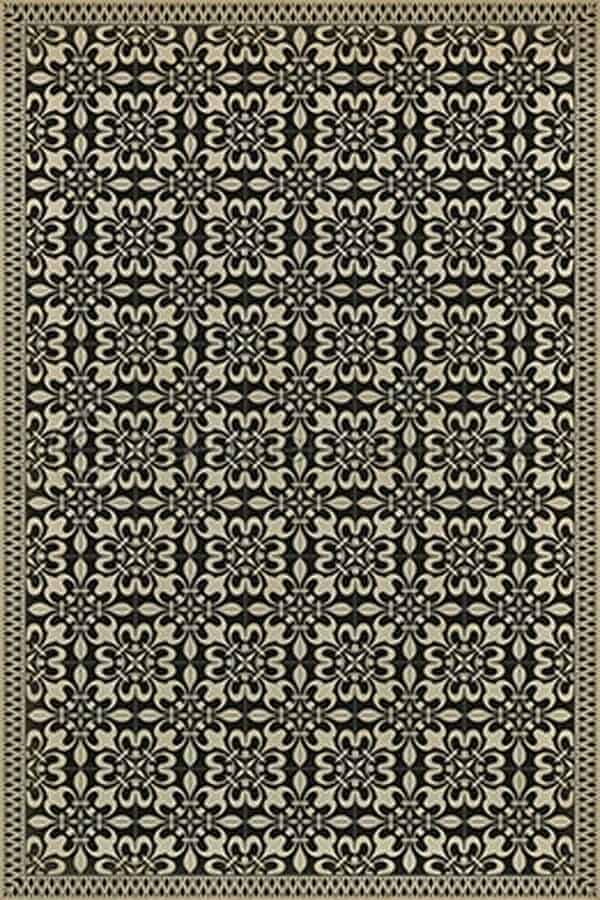 images Black Atrium with Natural Border Vinyl Floor Cloth, 96 x 140, 120 x 175