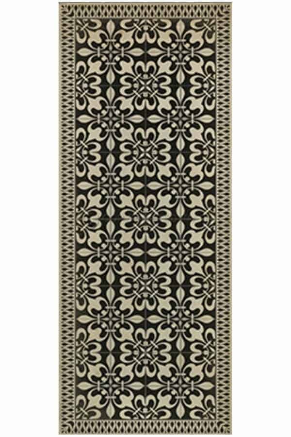 images Black Atrium with Natural Border Vinyl Floor Cloth, 36 x 90 Runner