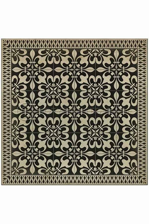 images Black Atrium with Natural Border Vinyl Floor Cloth, 36 x 36, 48 x 48 Square