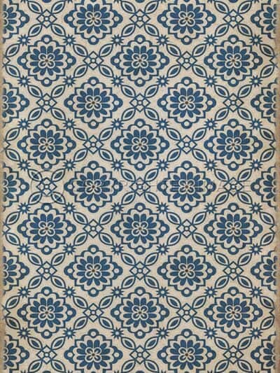 Blue Bordeaux Vinyl Floor Cloth, 20 x 30