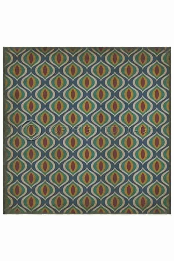 images Blue Multi Alhambra Vinyl Floor Cloth, 96 x 96, 120 x 120 Square