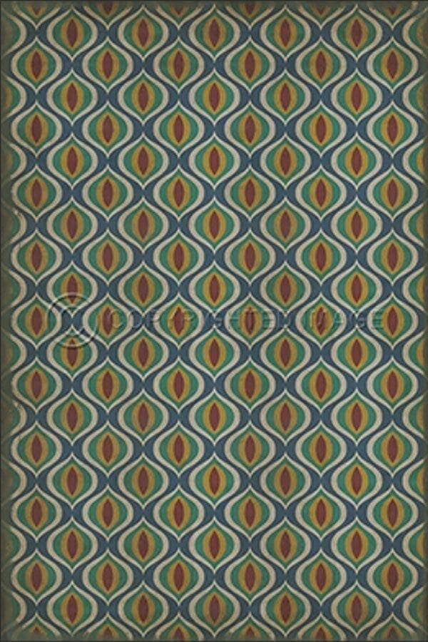 images Blue Multi Alhambra Vinyl Floor Cloth, 96 x 140, 120 x 175