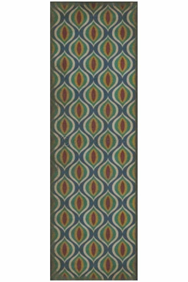 images Blue Alhambra Vinyl Floor Cloth, 36 x 115 Runner