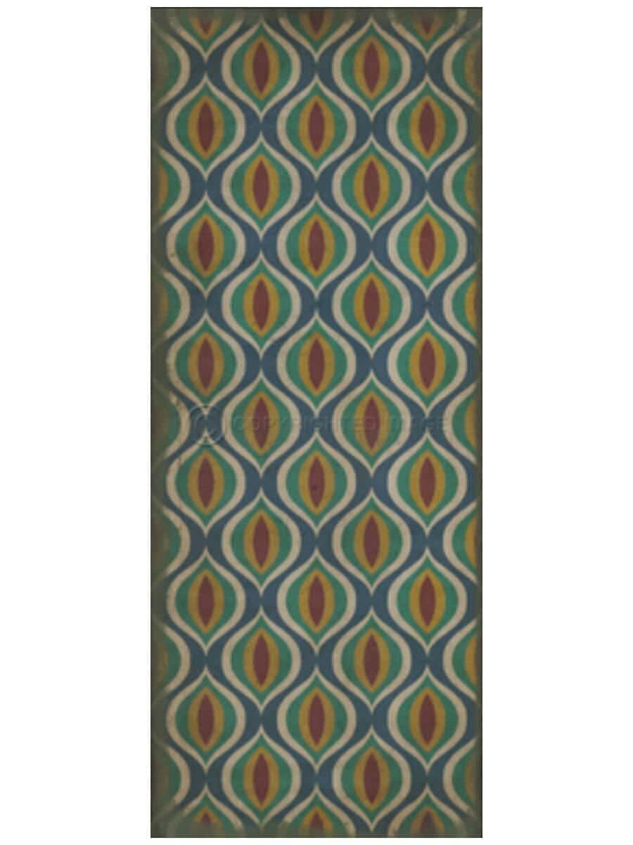 images Blue Multi Alhambra Vinyl Floor Cloth, 36 x 90 Runner