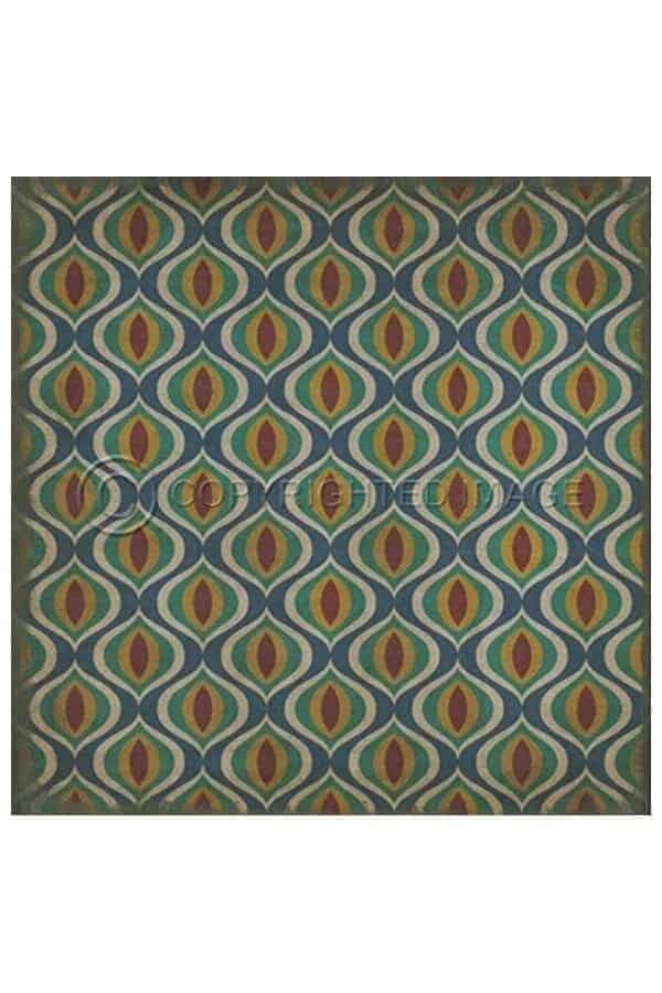 images Blue Multi Alhambra Vinyl Floor Cloth, 60 x 60, 72 x 72 Square