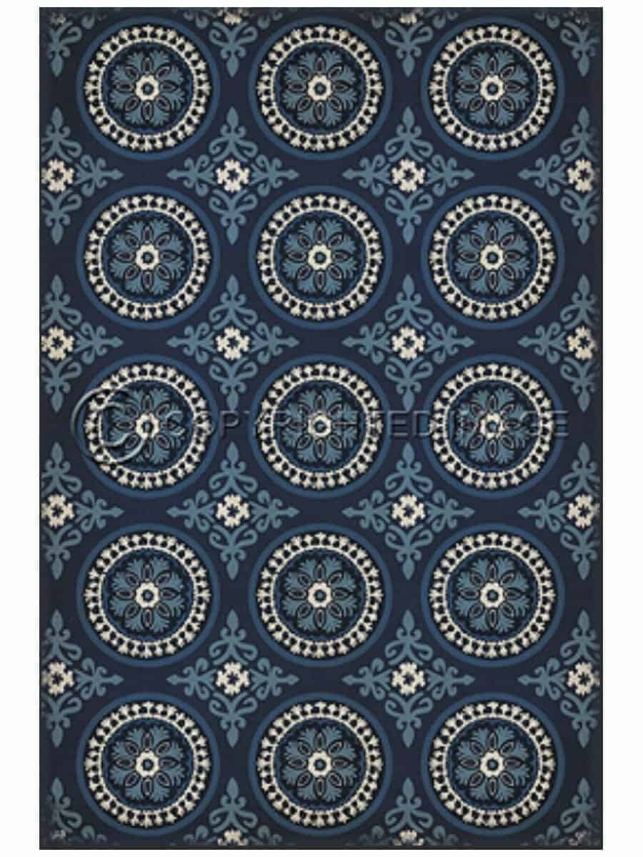 images Blue Oona Vinyl Floor Cloth, 20 x 30, 38 x 56, 52 x 76, 70 x 102