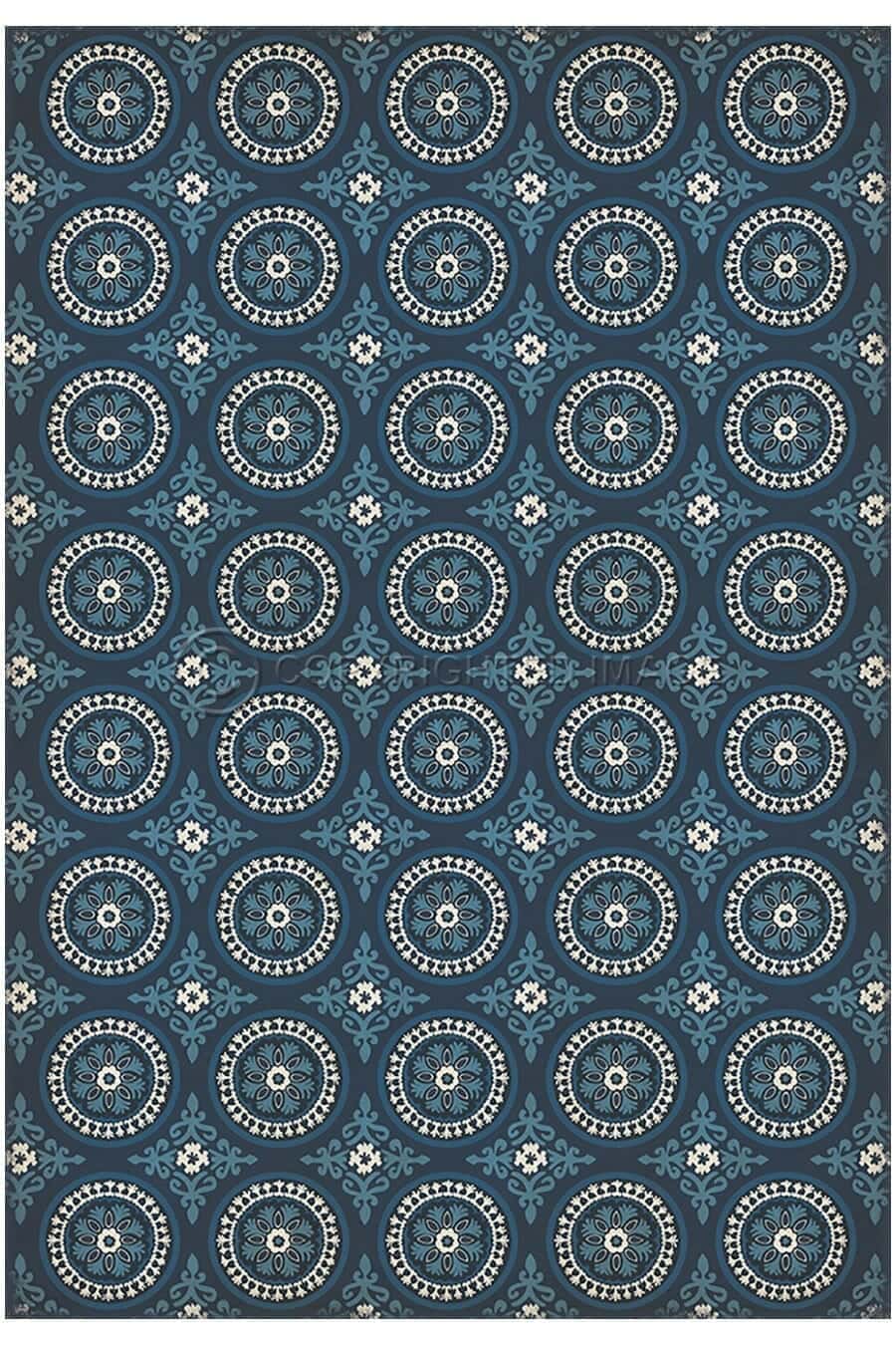 images Blue Oona Vinyl Floor Cloth, 96 x 140, 120 x 175
