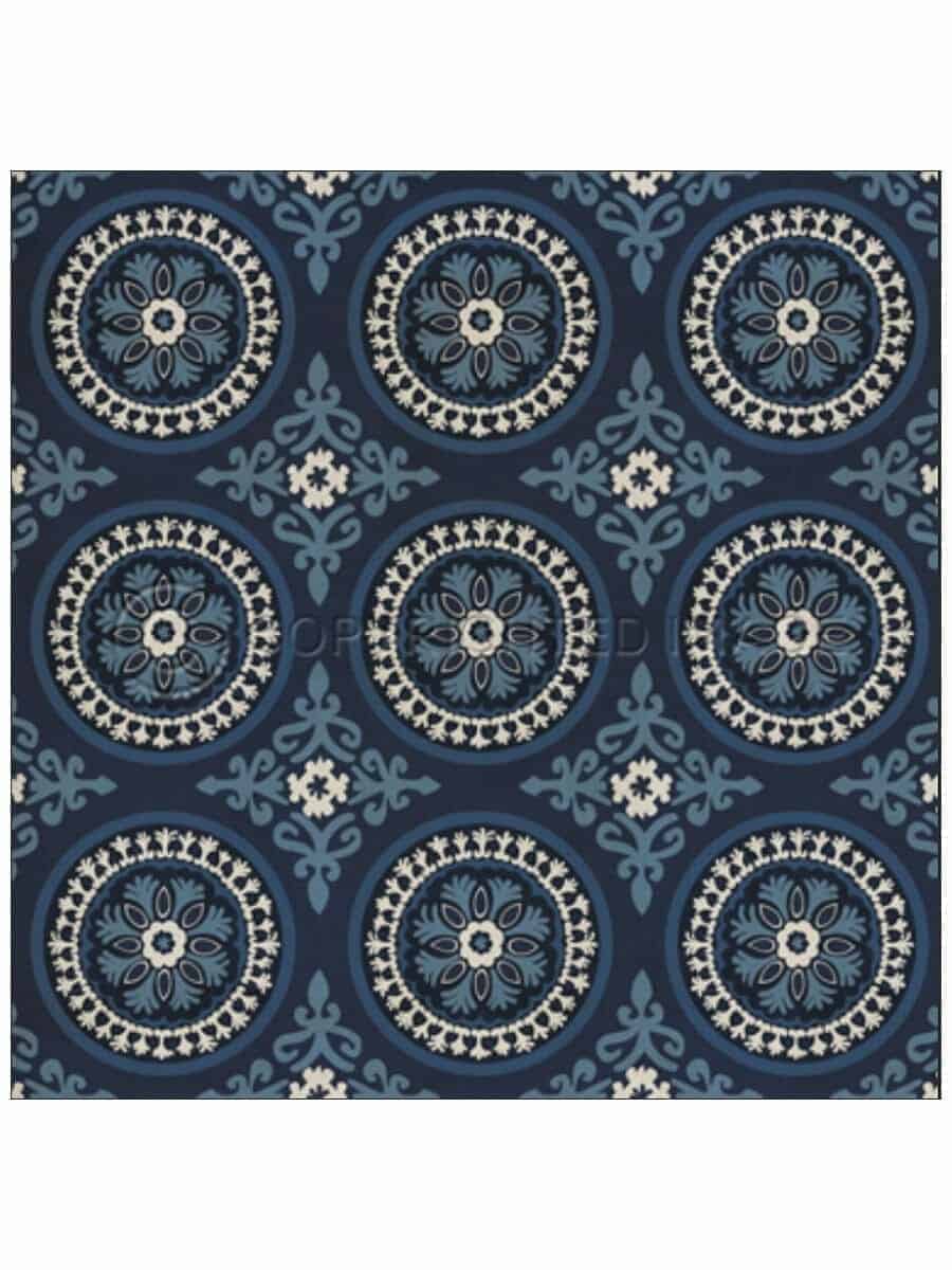 images Blue Oona Vinyl Floor Cloth, 36 x 36, 48 x 48 Square
