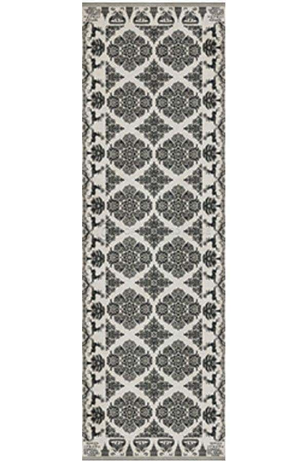 images Damask Coal Vinyl Floor Cloth, 36 x 115 Runner