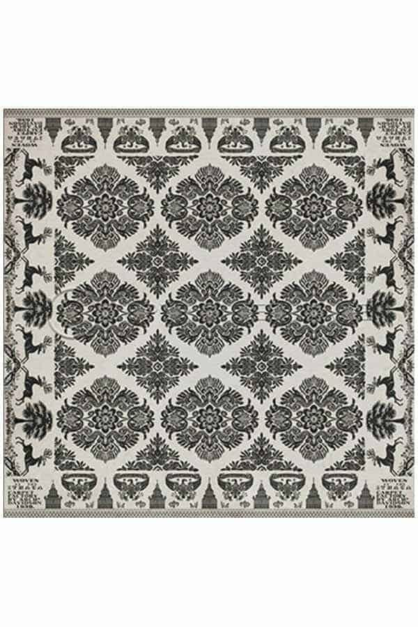 images Damask Coal Vinyl Floor Cloth, 36 x 36 Square