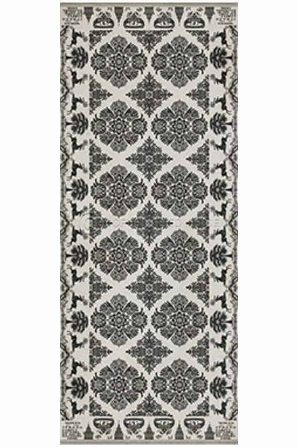 images Damask Coal Vinyl Floor Cloth, 36 x 90 Runner
