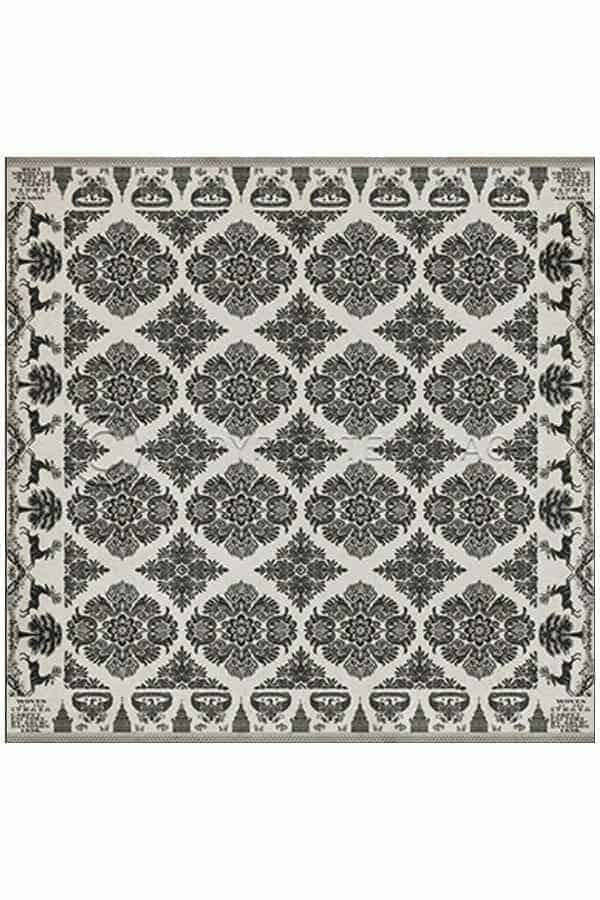 images Damask Coal Vinyl Floor Cloth, 60 x 60 Square