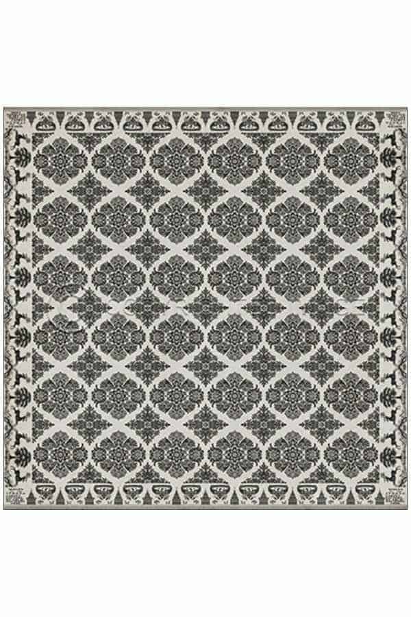 images Damask Coal Vinyl Floor Cloth, 96 x 96 Square