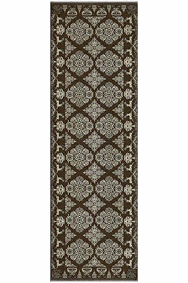 images Damask Java Vinyl Floor Cloth, 36 x 115 Runner