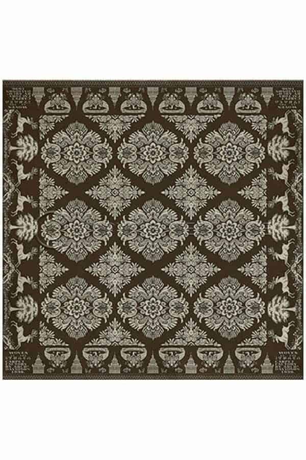 images Damask Java Vinyl Floor Cloth, 36 x 36 Square