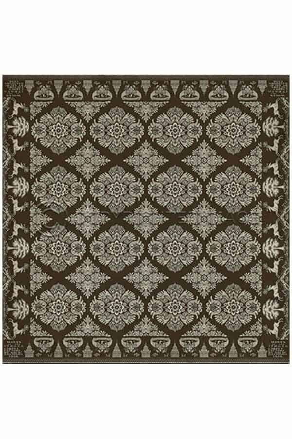 images Damask Java Vinyl Floor Cloth, 60 x 60 Square
