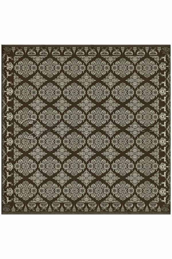 images Damask Java Vinyl Floor Cloth, 96 x 96 Square