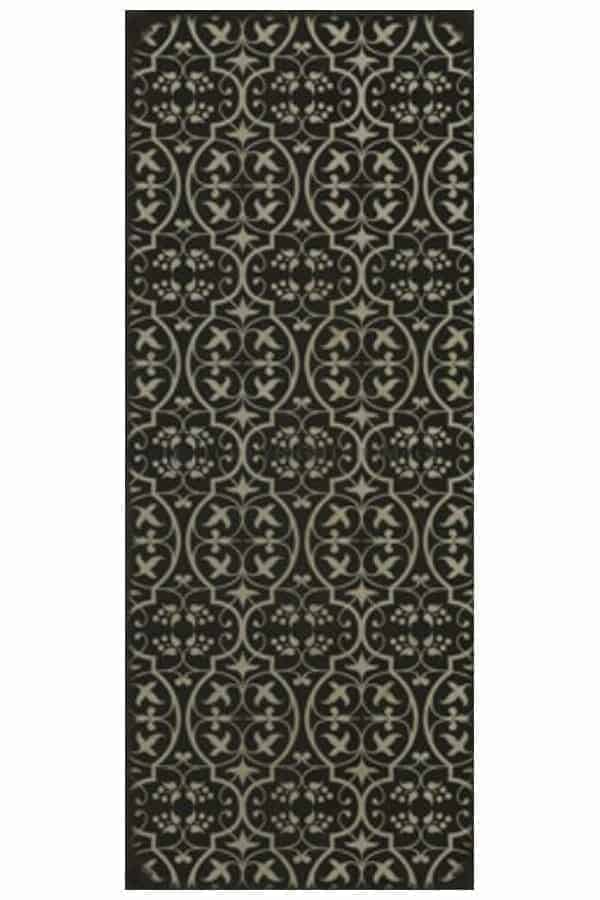 images Delphine Noire Vinyl Floor Cloth, 36 x 90 Runner
