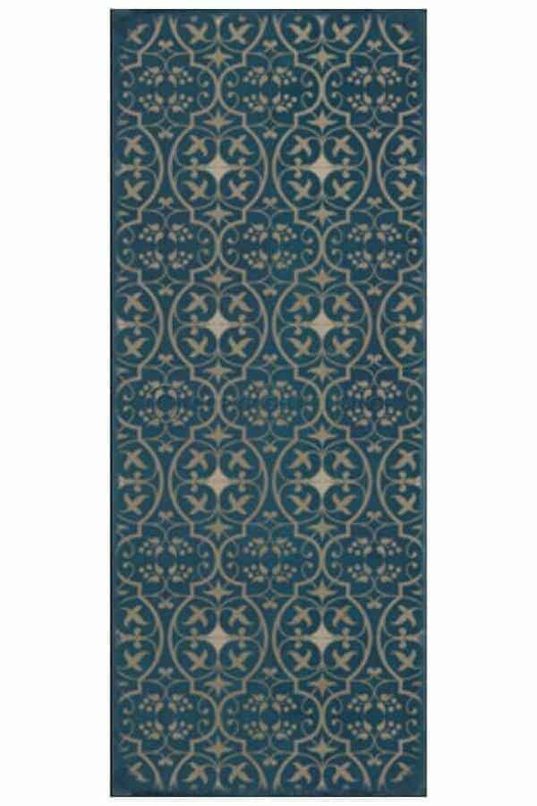 images Delphine Peacock Vinyl Floor Cloth, 36 x 90 Runner
