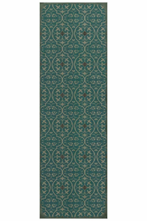 images Delphine Spruce Vinyl Floor Cloth, 36 x 115 Runner