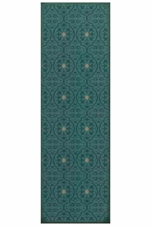 images Delphine Teal Vinyl Floor Cloth, 36 x 115 Runner