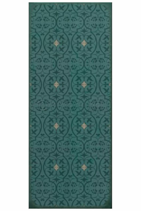 images Delphine Teal Vinyl Floor Cloth, 36 x 90 Runner