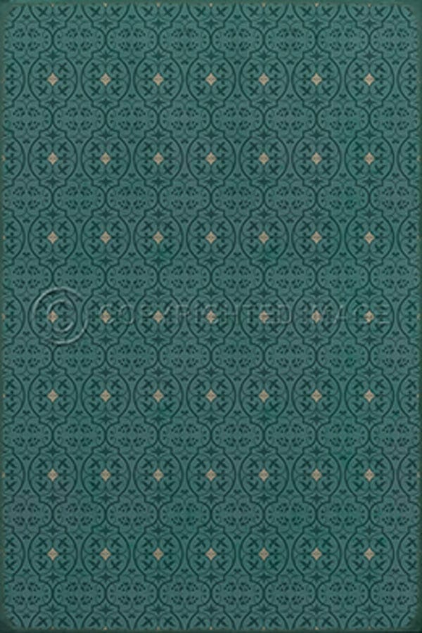 images Delphine Teal Vinyl Floor Cloth, 96 x 140