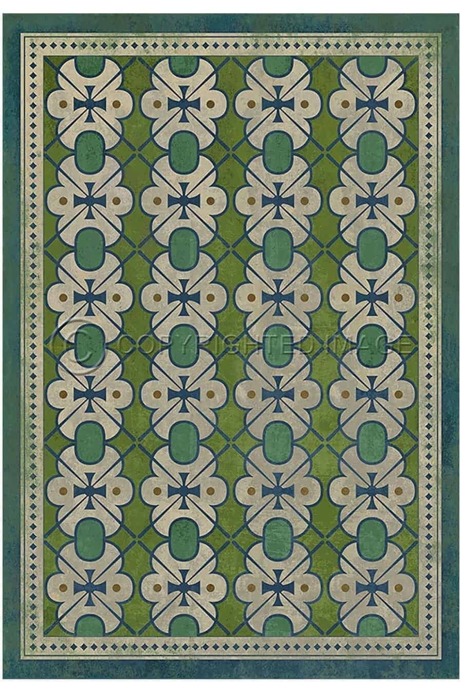 images Green & Blue Clarice Vinyl Floor Cloth, 20 x 30, 38 x 56, 52 x 76, 70 x 102