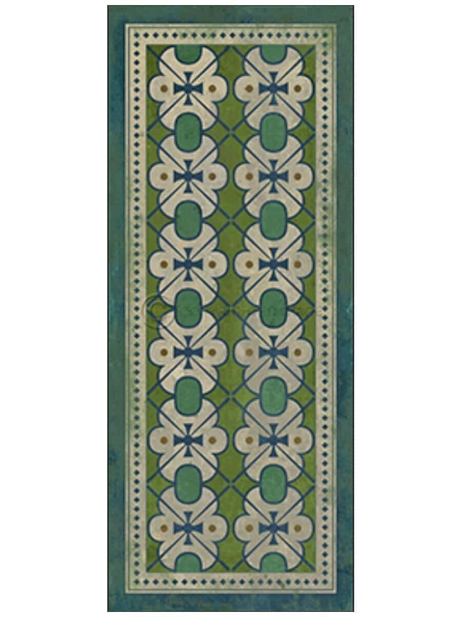 images Green & Blue Clarice Vinyl Floor Cloth, 36 x 90 Runner