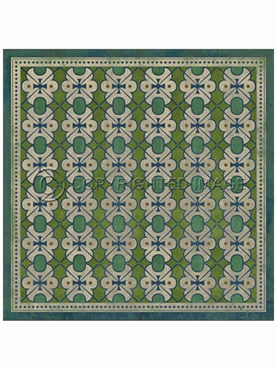 images Green & Blue Clarice Vinyl Floor Cloth, 60 x 60 Square