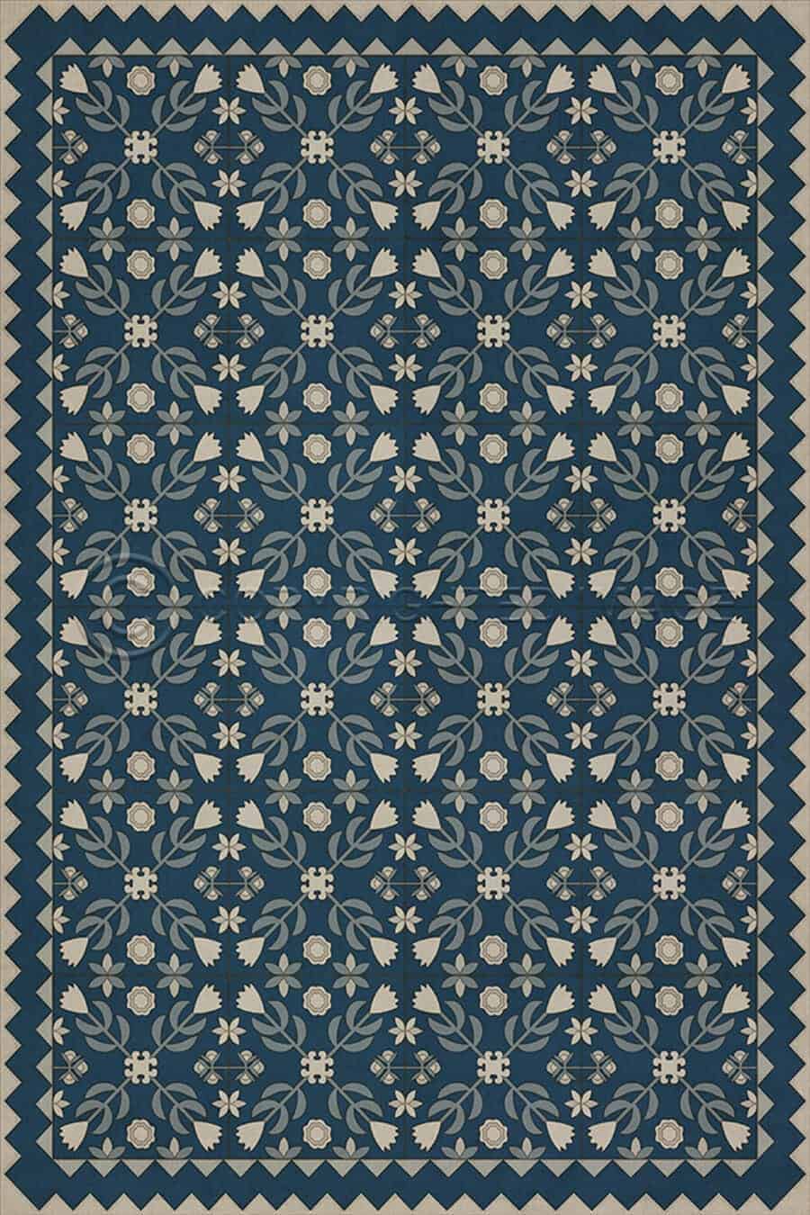 images Hearth Indigo Vinyl Floor Cloth, 20 x 30