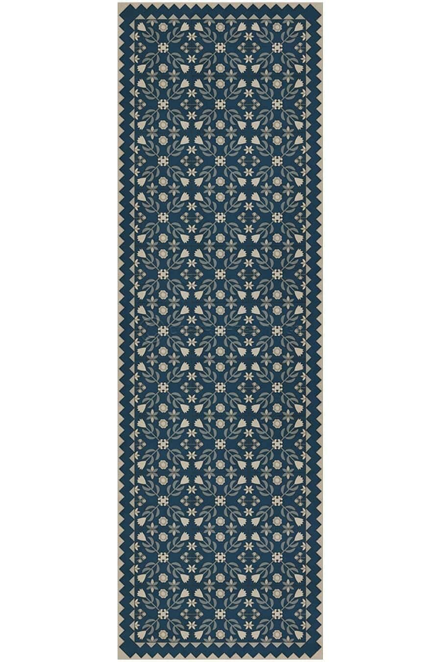 images Hearth Indigo Vinyl Floor Cloth, 36 x 115 Runner