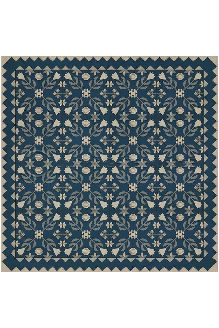 images Hearth Indigo Vinyl Floor Cloth, 36 x 36