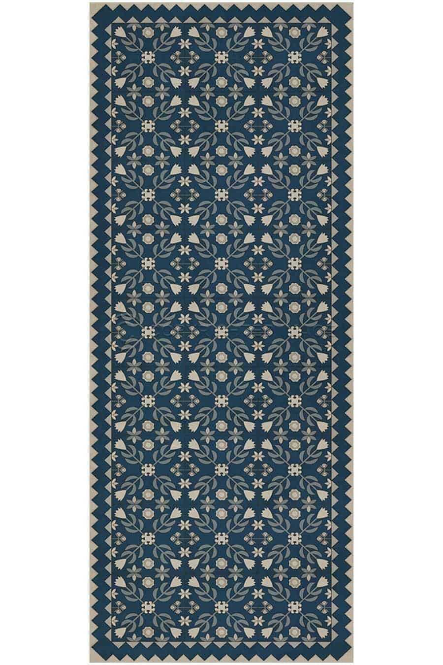 images Hearth Indigo Vinyl Floor Cloth, 36 x 90 Runner