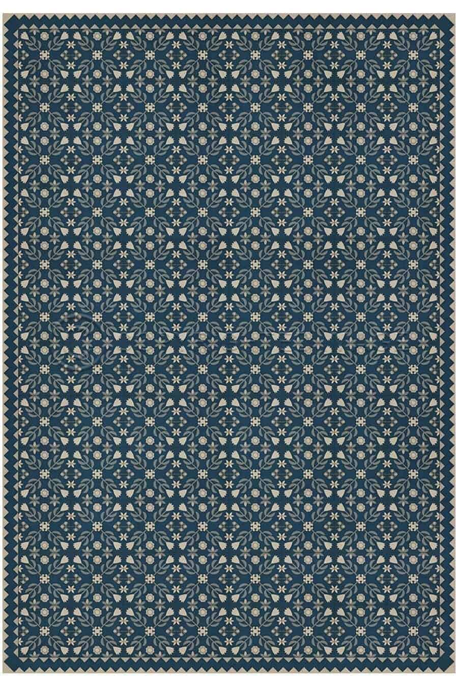 images Hearth Indigo Vinyl Floor Cloth, 96 x 140