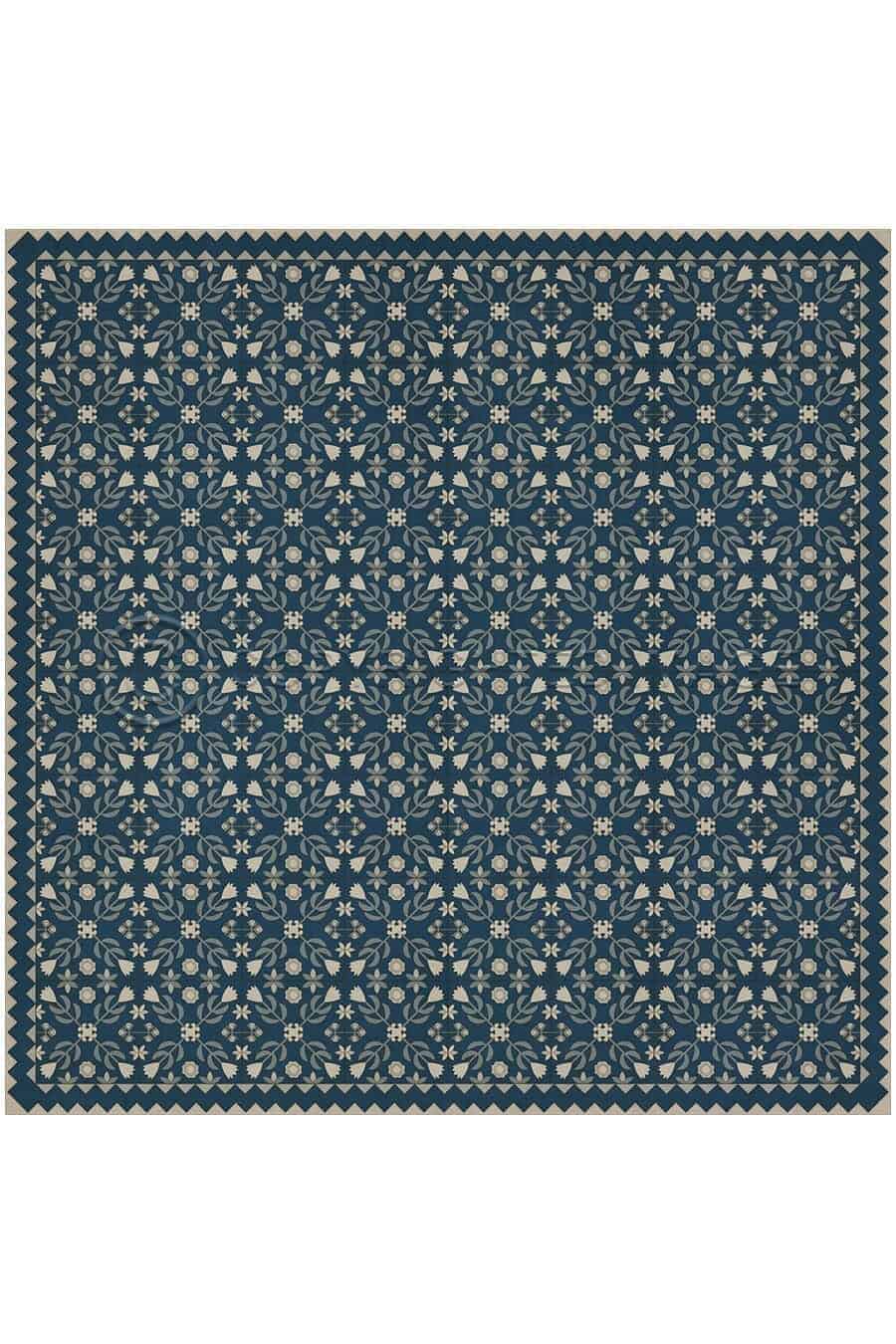 images Hearth Indigo Vinyl Floor Cloth, 96 x 96