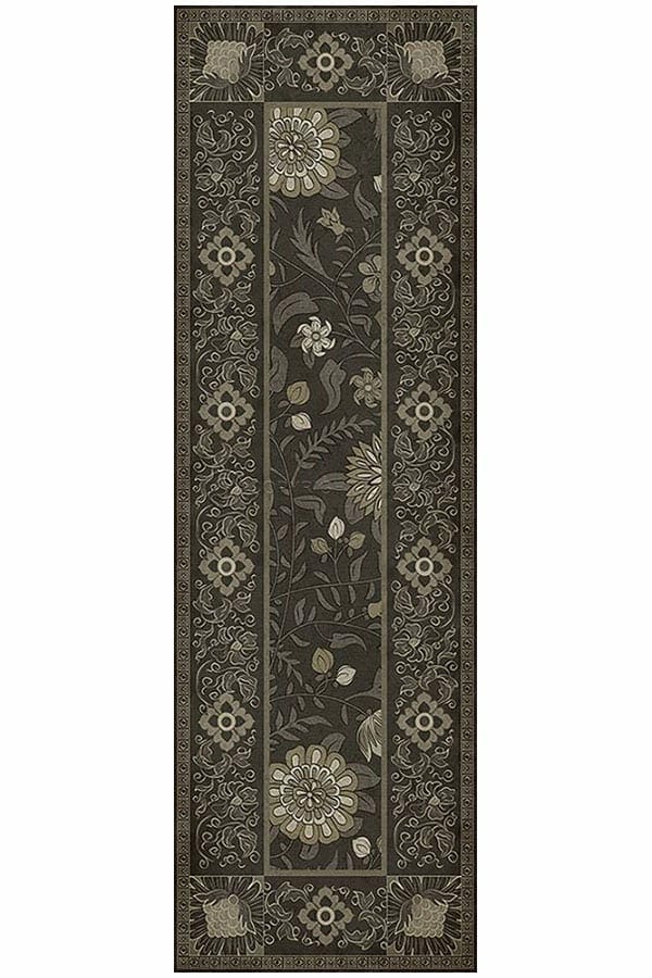 images Jasmine Ebony Vinyl Floor Cloth, 36 x 115 Runner