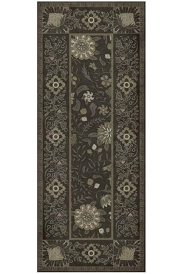 images Jasmine Ebony Vinyl Floor Cloth, 36 x 90 Runner