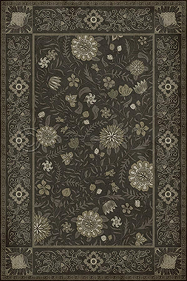 images Jasmine Ebony Vinyl Floor Cloth, Rectangle
