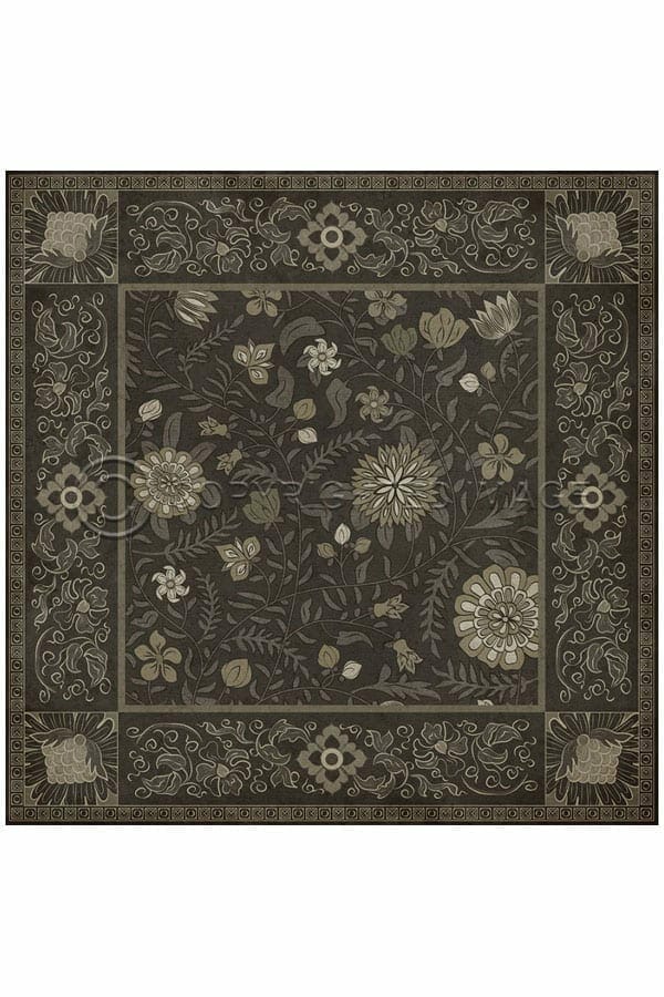 images Jasmine Ebony Vinyl Floor Cloth, Square