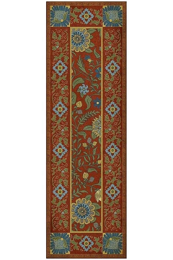 images Jasmine Scarlet Vinyl Floor Cloth, 36 x 115 Runner