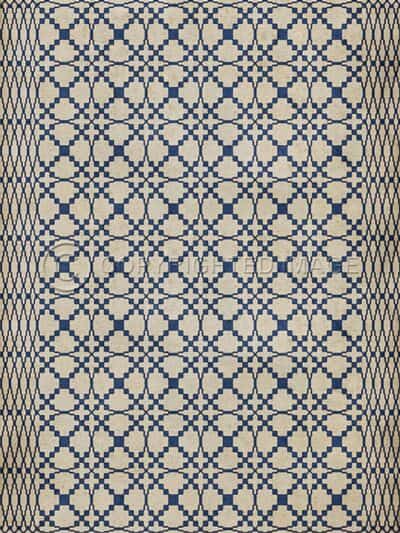 Spicher Vinyl Floor Cloths, Lattice Blue Vinyl Floor Cloth, 20 x 30, 38 x 56