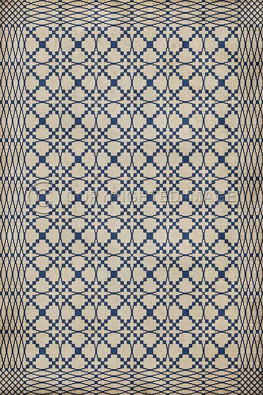 images Spicher Vinyl Floor Cloths, Lattice Blue Vinyl Floor Cloth, 20 x 30, 38 x 56
