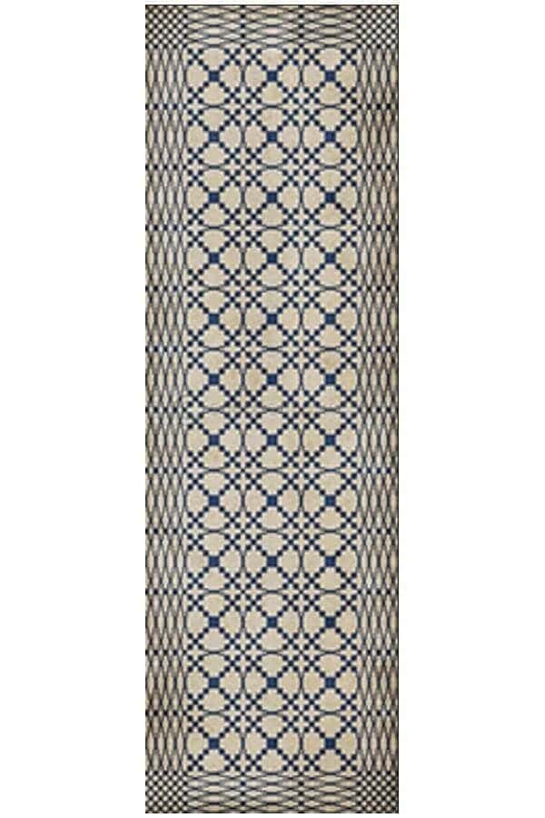 images Spicher Vinyl Floor Cloths, Lattice Blue Vinyl Floor Cloth, 36 x 115 Runner