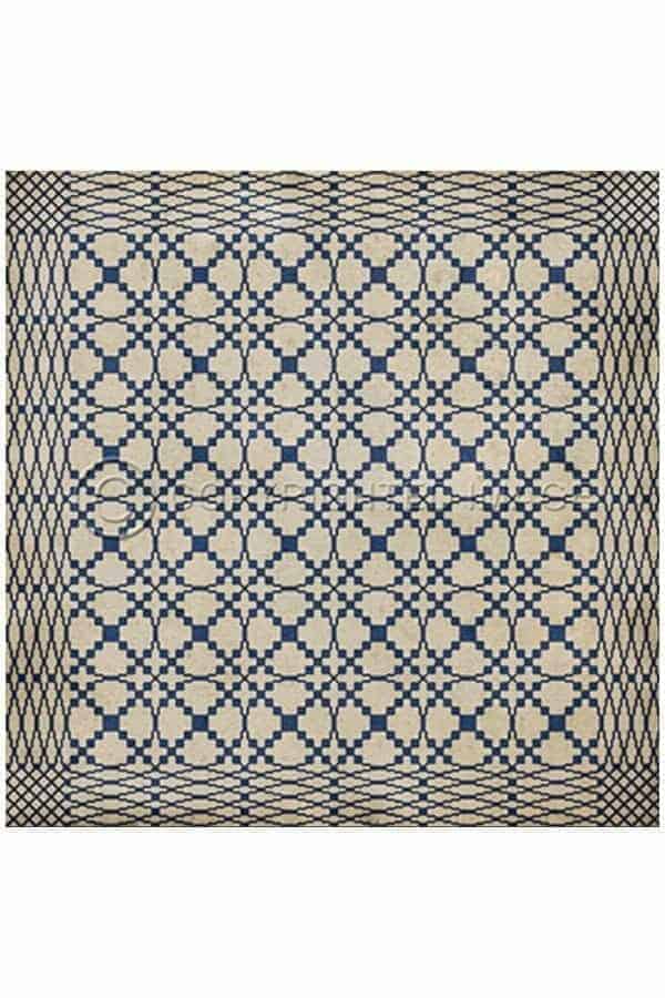 images Spicher Vinyl Floor Cloths, Lattice Blue Vinyl Floor Cloth, 36 x 36 Square